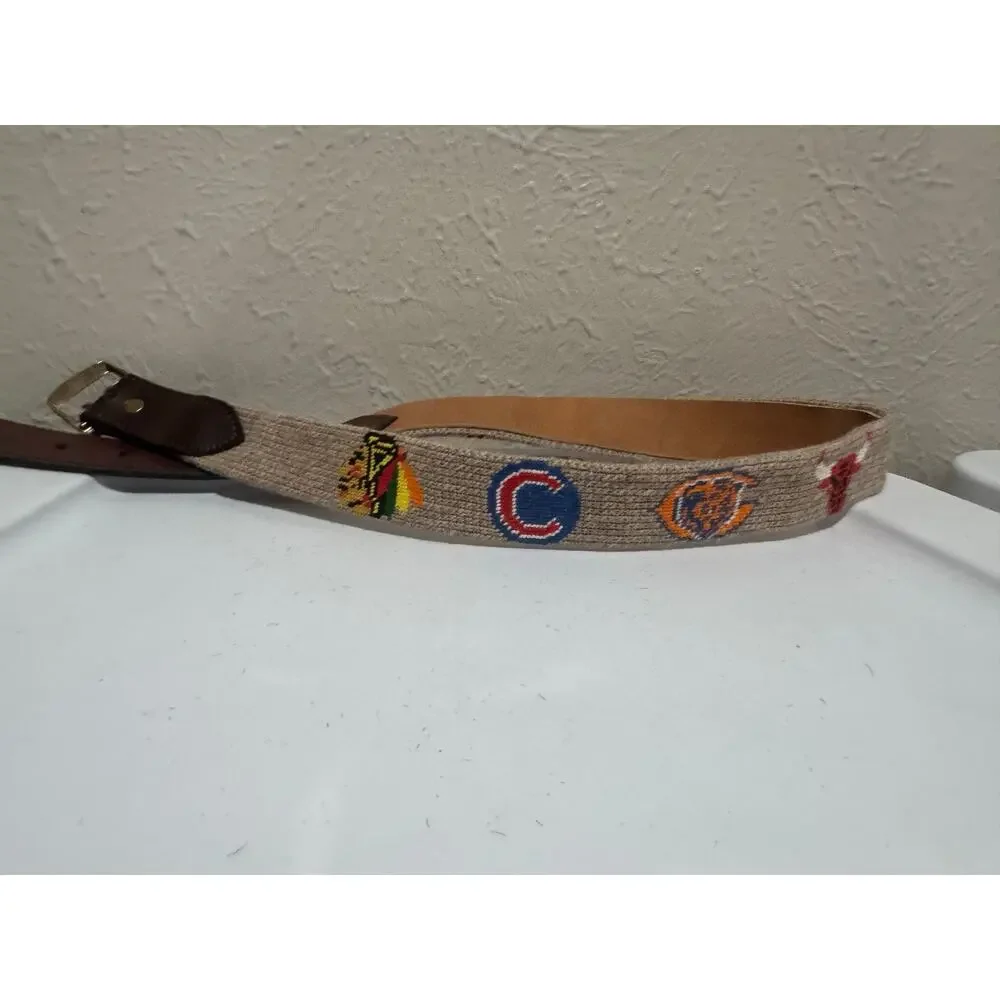 Chicago Sport Teams Needlepoint Logos Belt Size 29